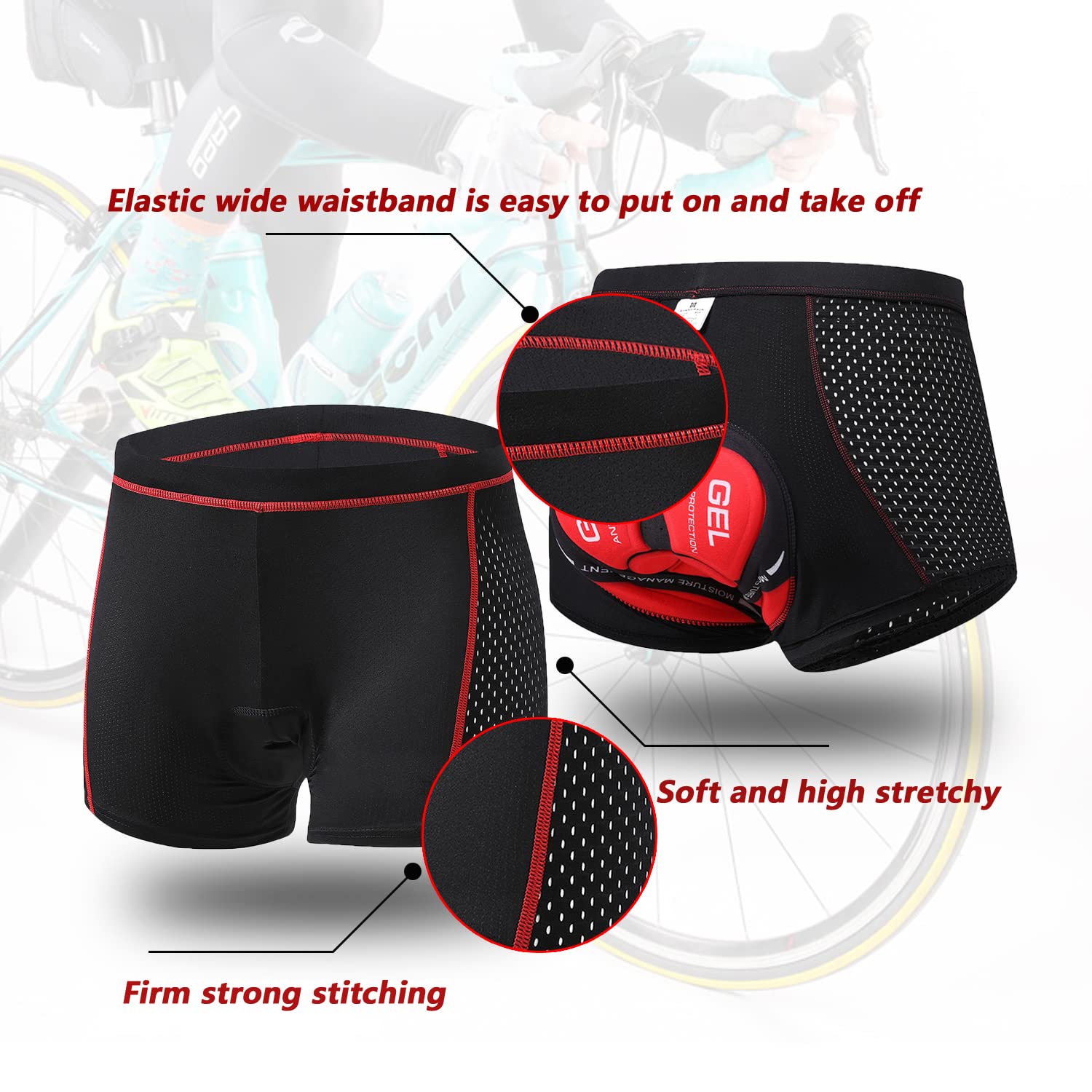Men's 3D Padded Gel Cycling Shorts - Breathable Compression Bike Underwear for Comfortable Riding & Training