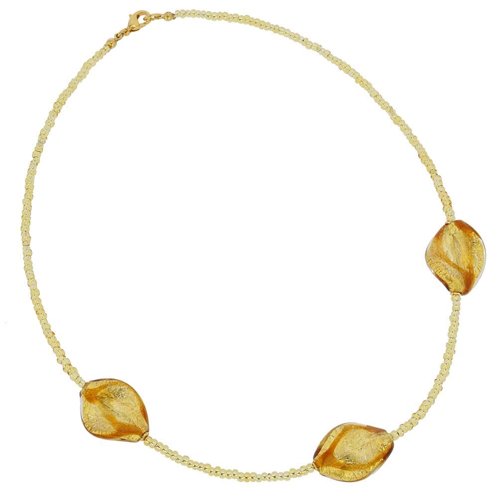 Venetian Murano Glass Royal Cognac Spirals Necklace - Handmade Italian Jewelry for Women, Elegant Gift for Special Occasions & Evening Events