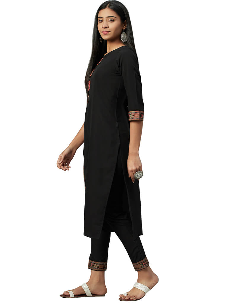 Elegant Black Crepe Pant Kurti for Women - Stylish Indian Ethnic Wear for Parties, Weddings & Festivals