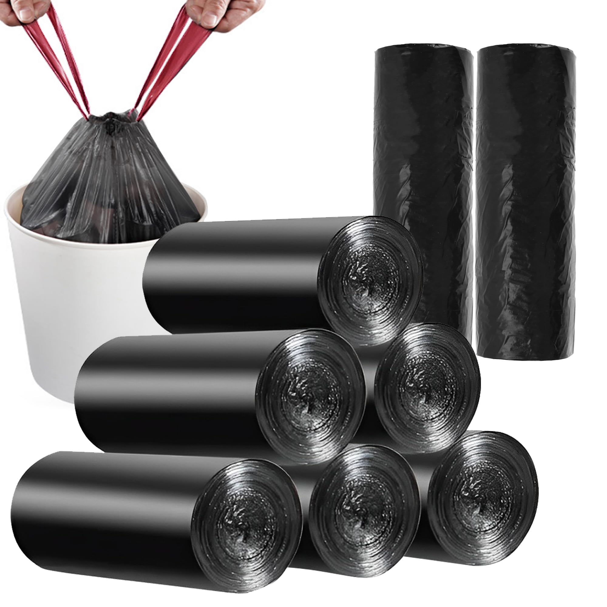 8 Gallon Trash Bags 120 Count - Heavy Duty Drawstring Garbage Bags for Kitchen, Office & Home - 22.06