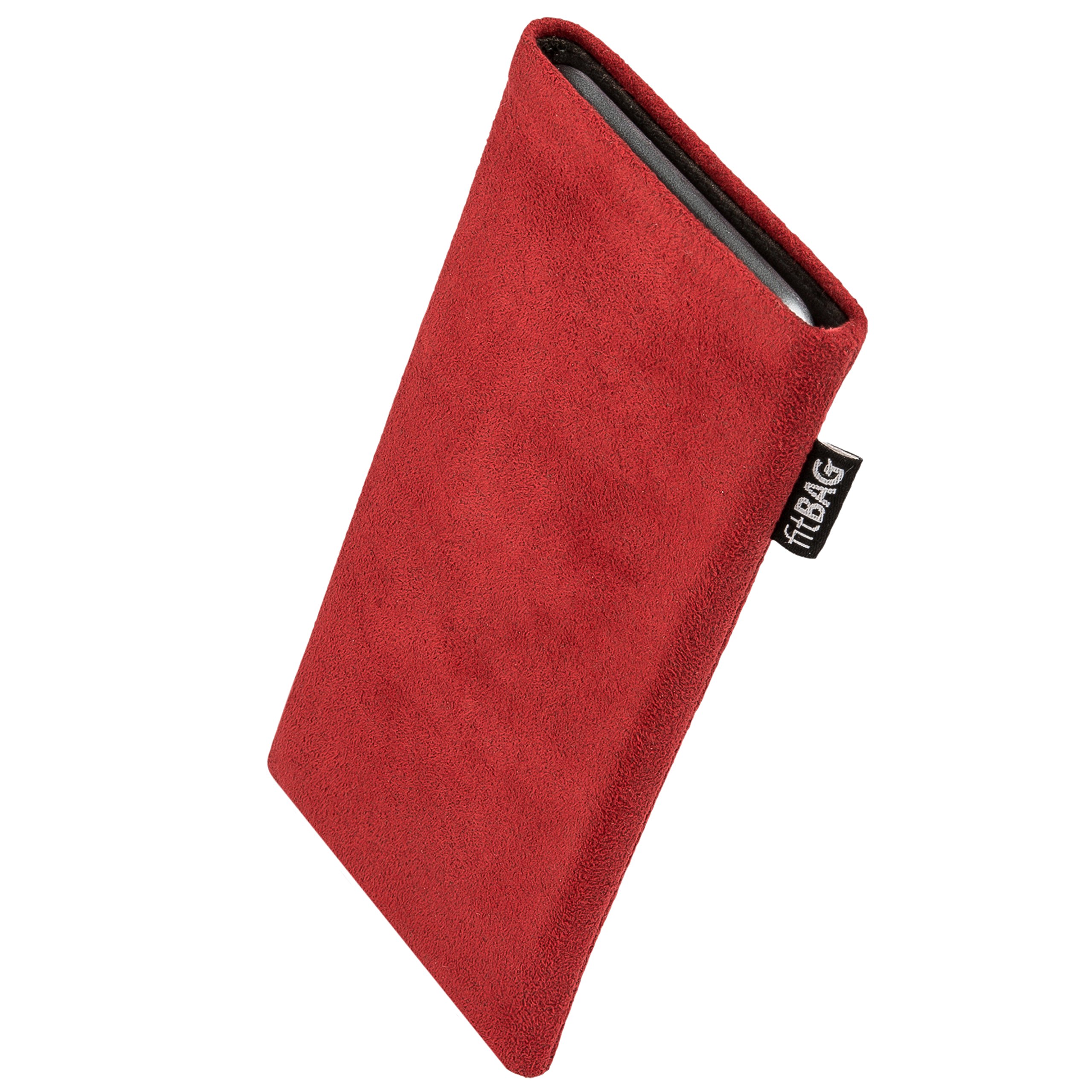 Premium Custom Tailored Red Sleeve Case for OnePlus 7 Pro / 7T Pro - German-Made Genuine Alcantara Cover with Microfiber Lining for Screen Protection & Cleaning - Perfect for Business Travel, Daily Commute & Device Safekeeping