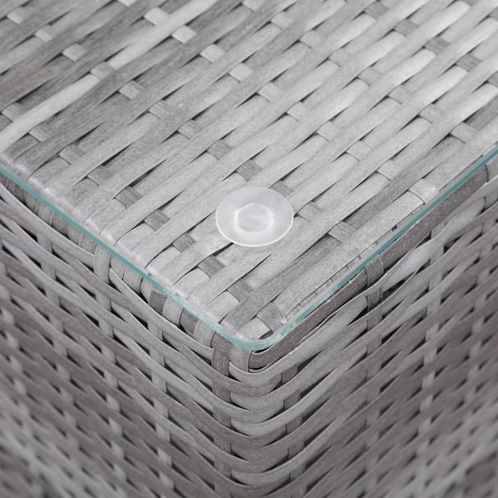 3-Piece Gray Poly Rattan Side Tables with Glass Top - Perfect for Living Room, Bedroom, or Patio Furniture Set
