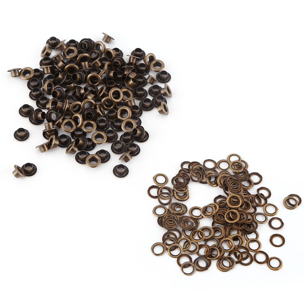 100pcs Bronze Metal Eyelets Grommets - 6mm Round Hole for DIY Leathercraft, Shoes, Belts, Bags & Clothing - Durable Rivets for Scrapbooking, Crafts & Fashion Accessories - Perfect for Home DIY Projects & Professional Use