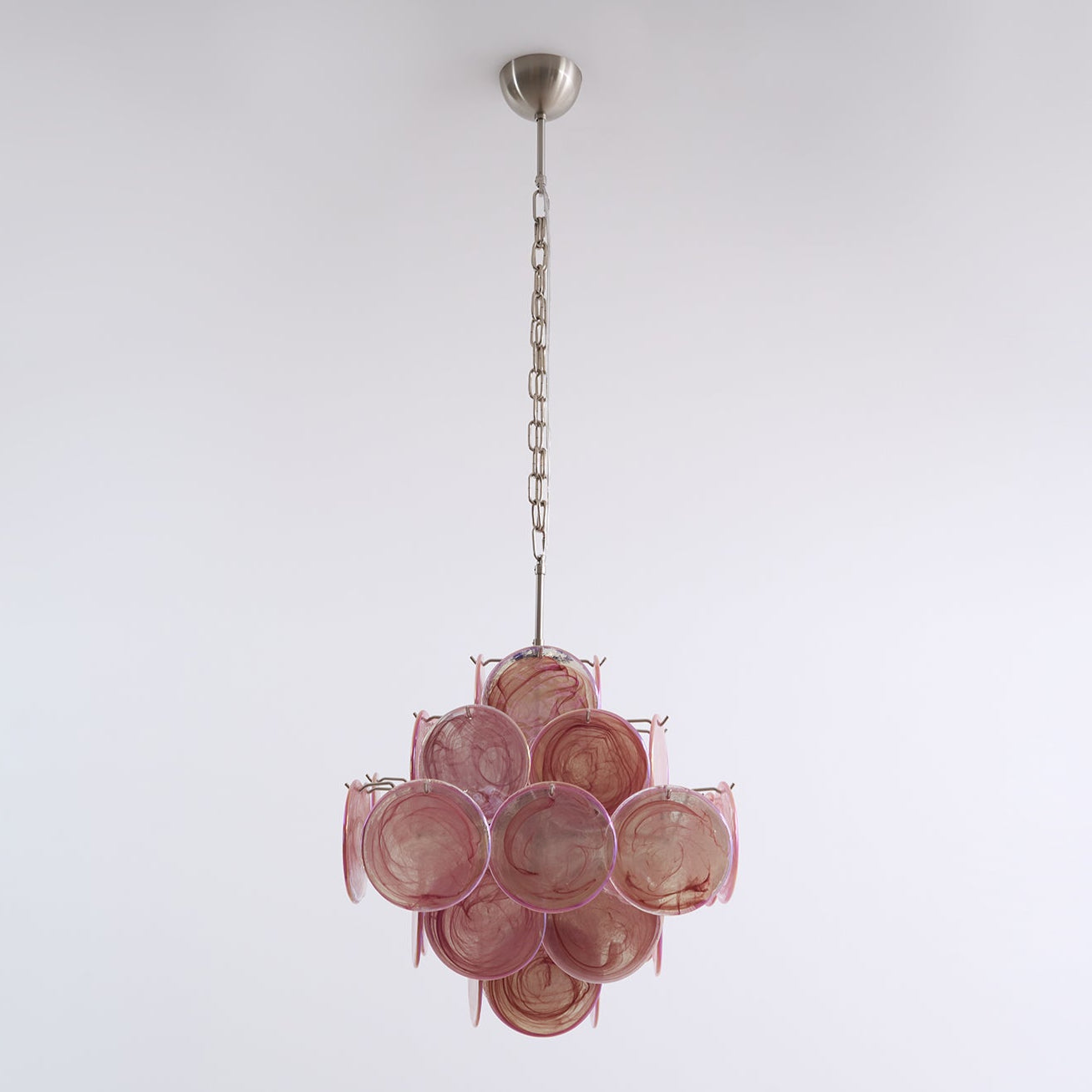Elegant Aurelia Pink Murano Glass Chandelier - Handcrafted Italian Lighting Fixture for Dining Room & Bedroom Decor