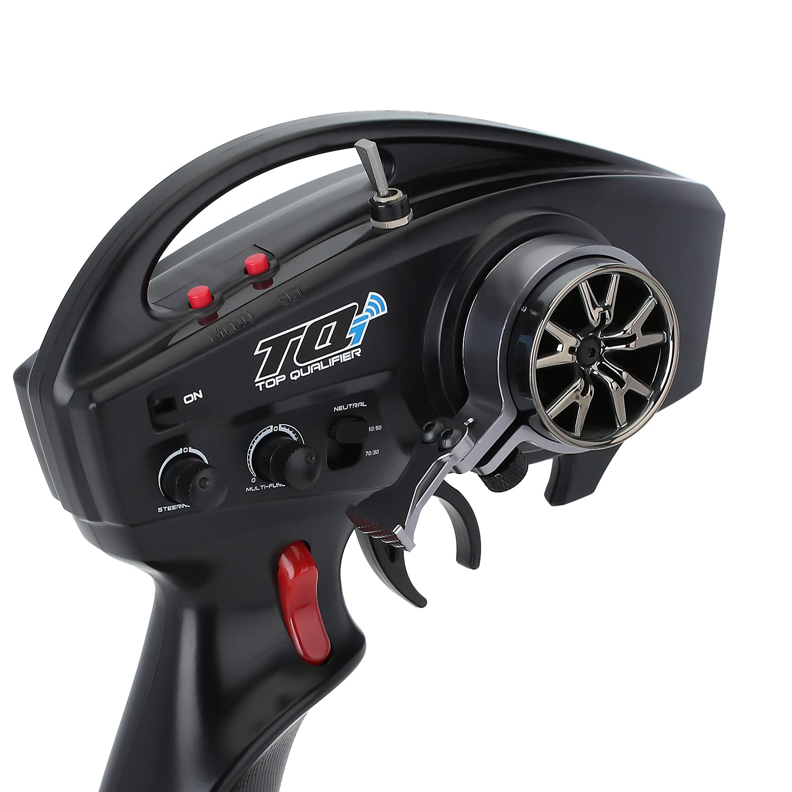 INJORA RC Transmitter Steering Wheel Trigger One-Handed Control Adapter Kit for TRX4 TRX6 Slash Summit - Compatible with TQI Remote Controller (Grey) - Perfect for Off-Road RC Car Racing and One-Handed Driving Scenarios