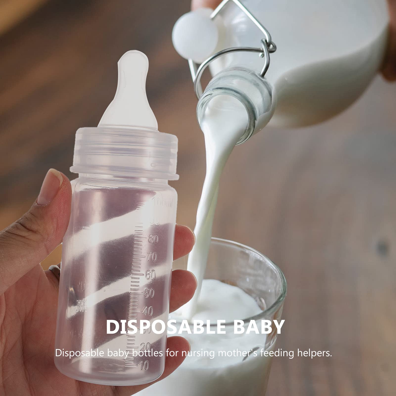 EXCEART 5Pcs Disposable Baby Bottles with Nipple - Clear Scale Newborn Milk Powder Bottles for Infants (White) | Perfect for Travel, Daycare & On-the-Go Feeding