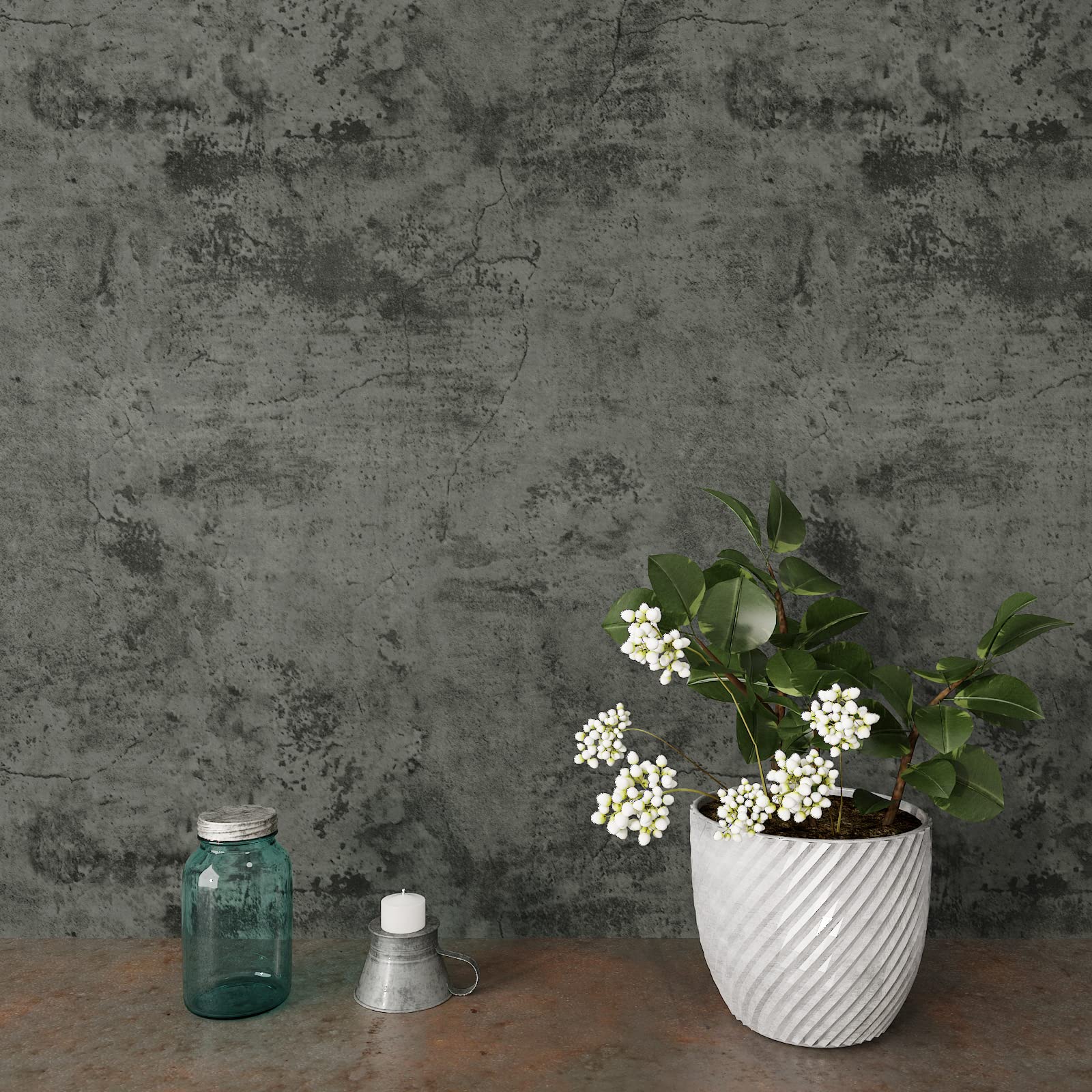VaryPaper Large Industrial Style Concrete Wallpaper - 32''x118'' Thick Peel and Stick Contact Paper, Waterproof Self-Adhesive Grey Cement Wallpaper Roll for Countertops, Bathroom, Bedroom & Kitchen - Perfect for Modern Home Decor, Office Accent Walls & DIY Furniture Makeovers
