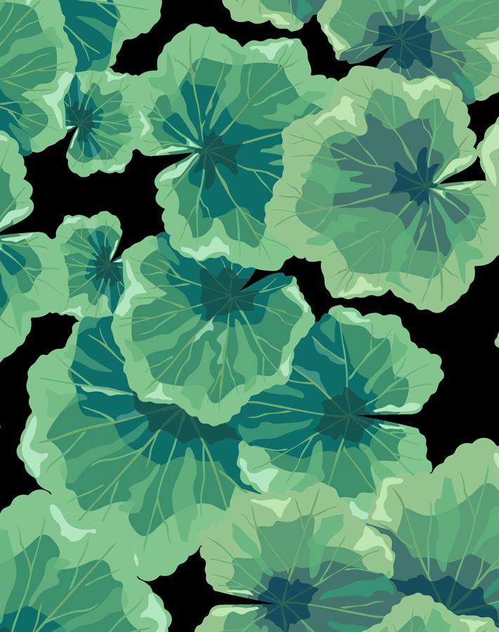 Nathan Turner Onyx Geranium Leaves Wallpaper - Elegant Botanical Peel & Stick Wallpaper for Living Room, Bedroom, and Home Decor