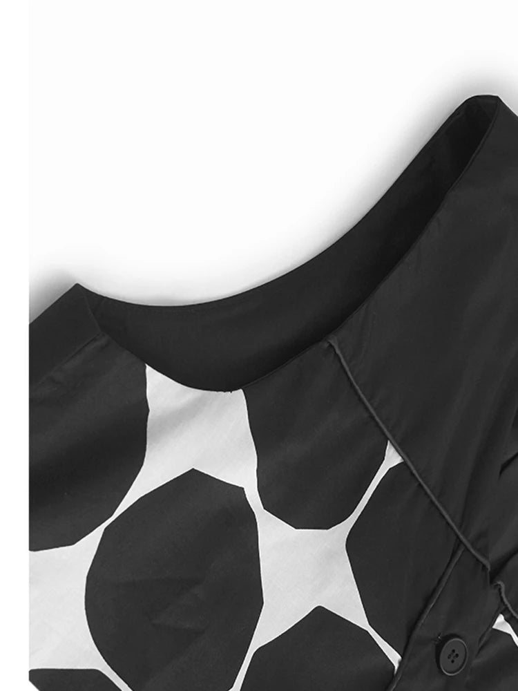Big Size Black Dot Vest & Wide Leg Pants Two-Piece Suit - V Neck Sleeveless Women's Fashion Set for Spring & Autumn 2025 | Office Wear, Casual Outfit, Party Ensemble (Style 1DJ1105)