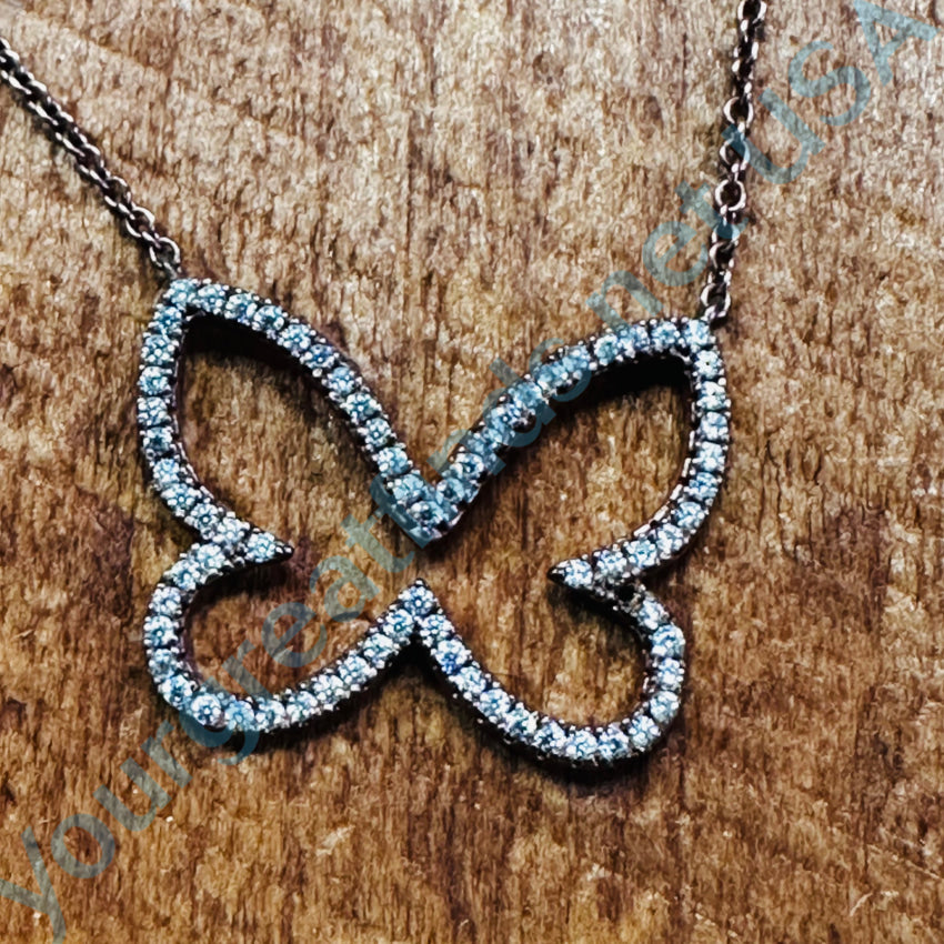 Sterling Silver & Cubic Zirconia Butterfly Pendant Necklace - Elegant Jewelry Gift for Women, Perfect for Valentine's Day, Anniversary & Special Occasions