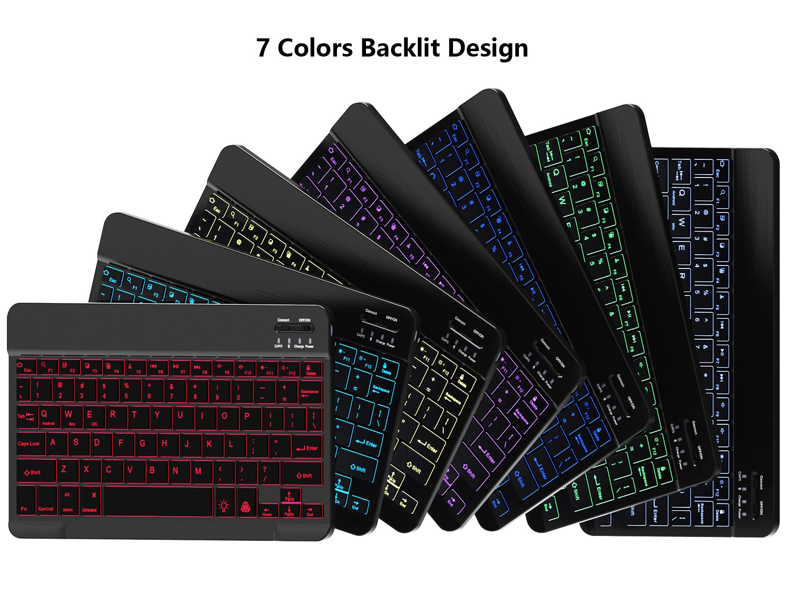 Backlit Bluetooth Keyboard and Mouse Combo - Ultra Slim Wireless Rechargeable for iPad Air/Pro/Mini, iPhone, Android, Samsung Smartphones - Compatible with iPadOS 13+ (Black) | Perfect for Home Office, Remote Work & Travel