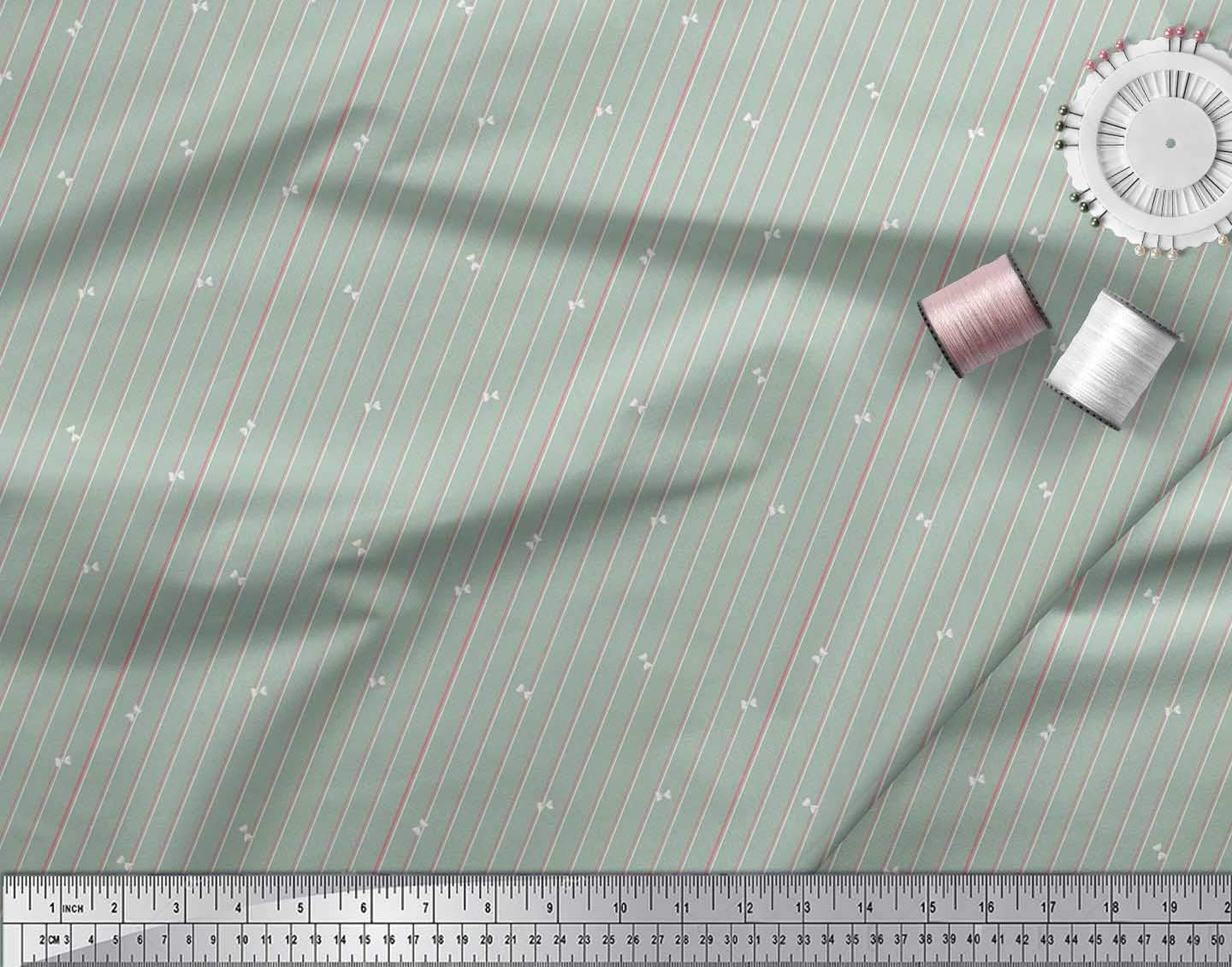 Soimoi 100% Polyester Georgette Fabric - Stripe & Sand Timer Print, 42 Inch Wide for Dresses, Blouses, and Home Decor | Premium Shirting & Crafting Material