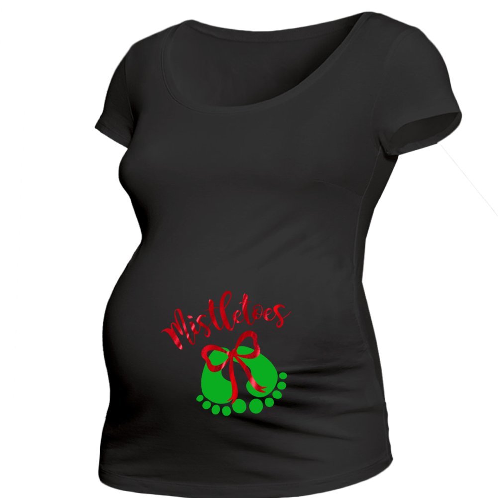 Fun Pregnancy Announcement Maternity Shirt with Red Foil Belly Print - Perfect for Gender Reveal, Baby Shower & Maternity Photoshoots