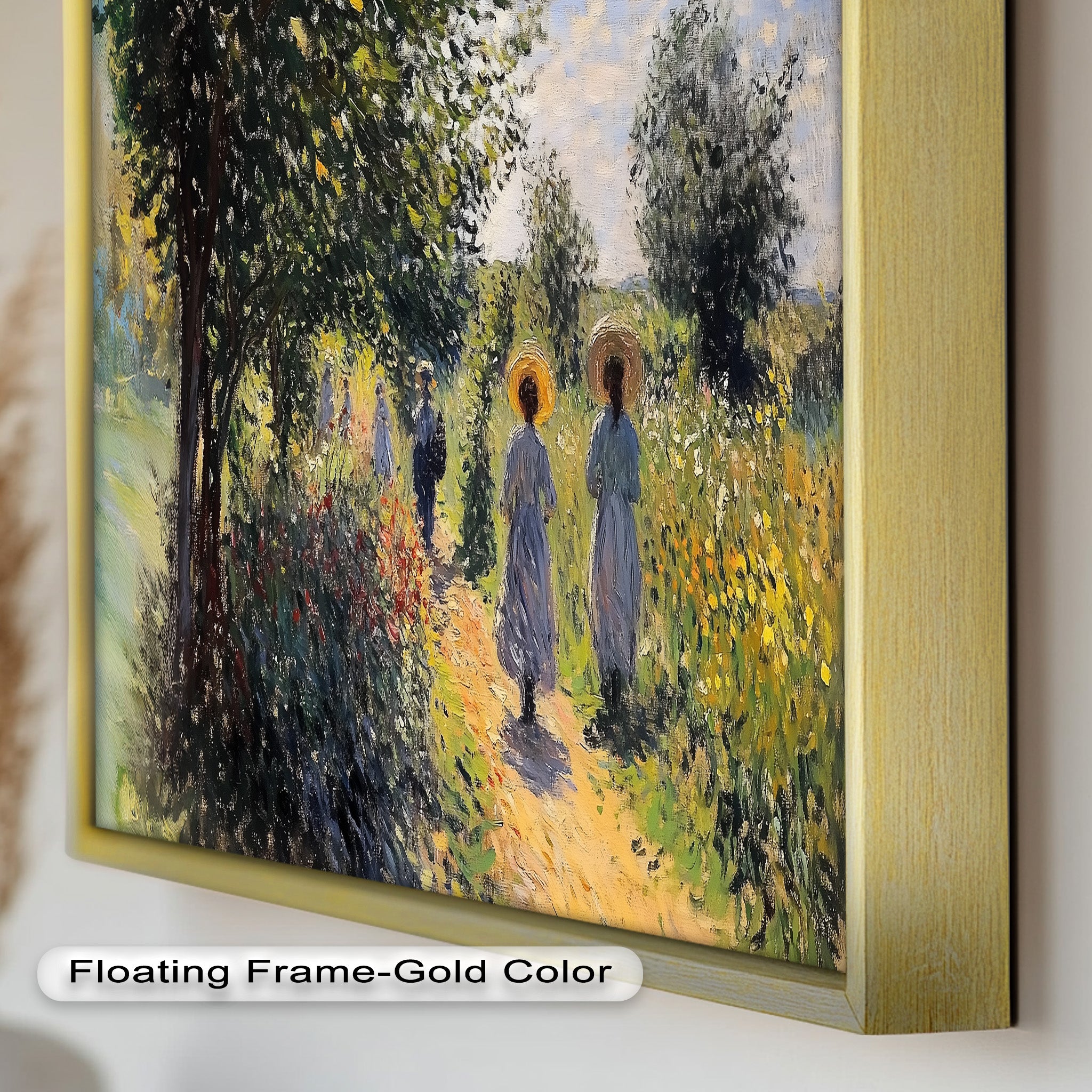 Afternoon Stroll - Sun Dappled Garden Walk Oil Painting Wall Art - Hand Painted Landscape Canvas for Living Room, Bedroom Decor - Perfect Gift for Home & Office