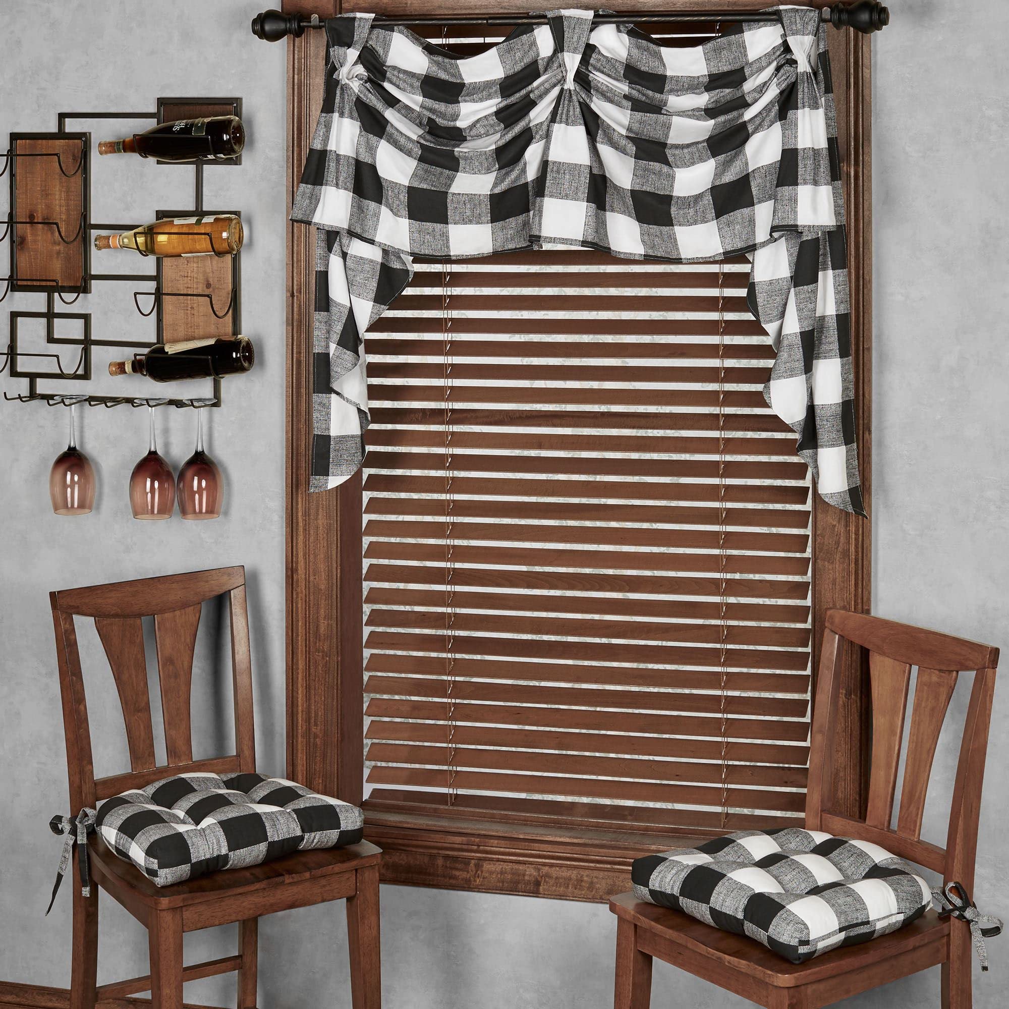 Touch of Class Coulter Wall Wine Rack - Black Metal with Dark Brown Wooden Accents - Holds 5 Glasses & 8 Bottles - Perfect for Kitchen, Dining Room, Bar or Restaurant Decor - Stemware Display & Wine Storage Solution