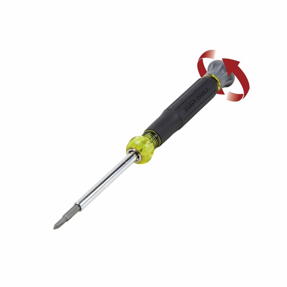 Klein Tools 32581 4-in-1 Electronics Screwdriver Set with 2 Slotted & 2 Phillips Precision Machined Bits - Perfect for Terminal Blocks, Circuit Boards, and Small Electronics Repair