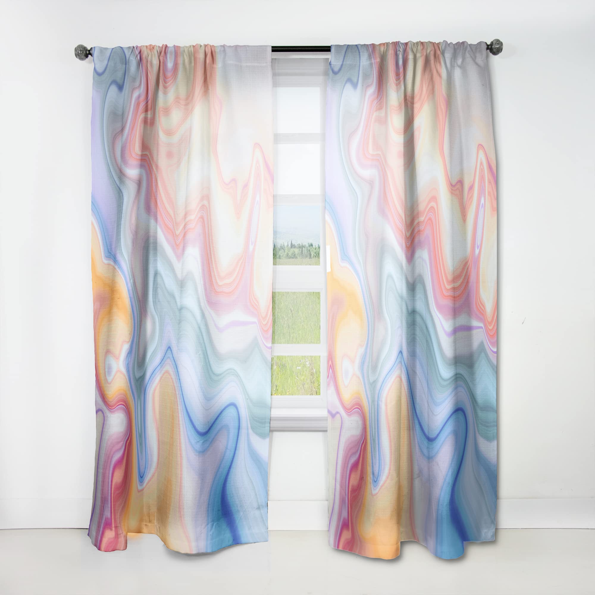 Thermal Insulated Marble Pattern Curtains - Blue, Green & Red Drapes - 52x120 Inch Single Panel for Bedroom & Living Room - Blackout Window Treatment for Home Decor & Privacy