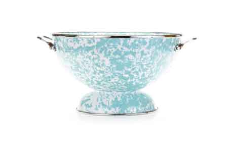 Stunning Sea Glass Swirl Enamelware 5qt Colander - Durable Kitchen Strainer for Pasta, Salad & Veggies | Perfect for Home Cooking & Outdoor Picnics