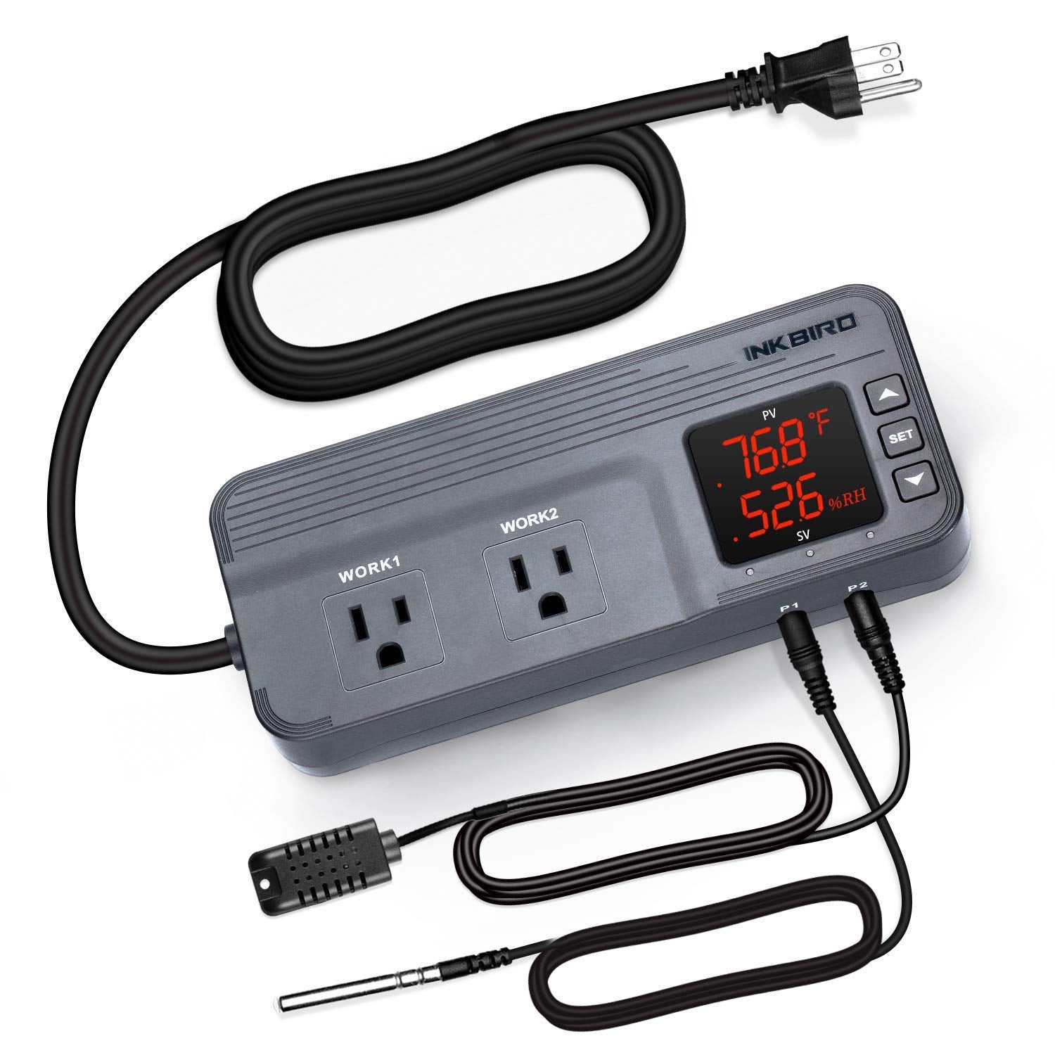 INKBIRD ITC-608T Digital Programmable Thermostat & Humidity Controller for Home, Greenhouse, Reptile Tank - AC Outlet Temperature Control for Precise Climate Management