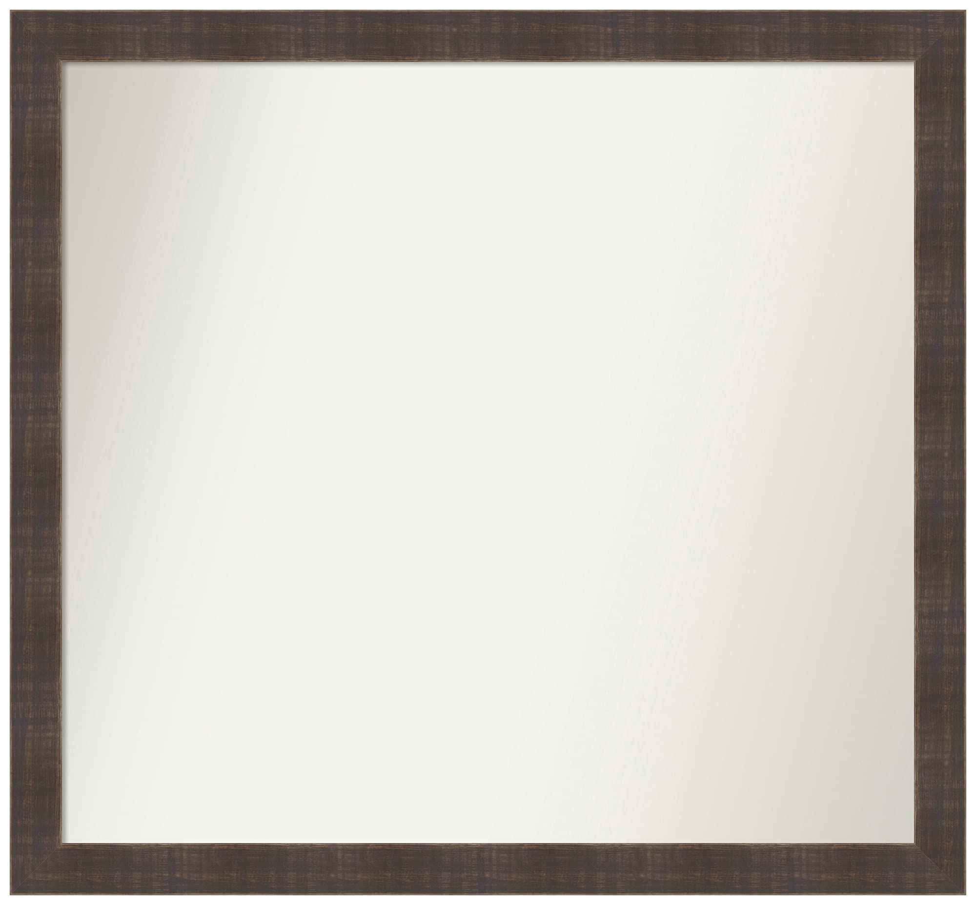Amanti Art Non-Beveled Custom Wall Mirror 25.25 x 27.25 Inches - Whiskey Brown Rustic Wood Frame - Bathroom Vanity Mirror - Bedroom Decor - Living Room Wall Art - Custom Size Options Available