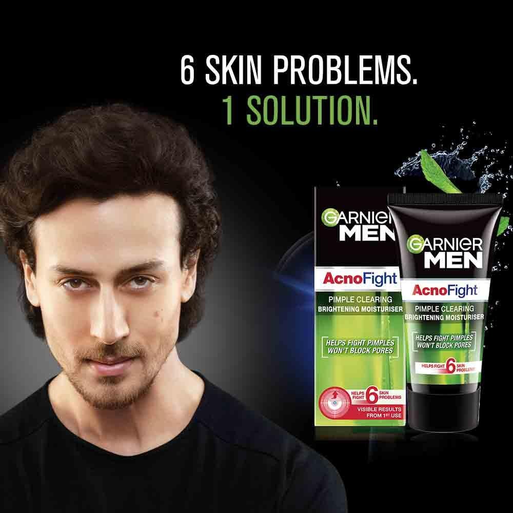Garnier Men Acno Fight Anti-Pimple Face Wash 150g + Brightening Moisturizer 45g - 2 Piece Acne Treatment Set for Men | Oil Control & Pimple Clearing | Daily Skincare Routine for Oily & Acne-Prone Skin