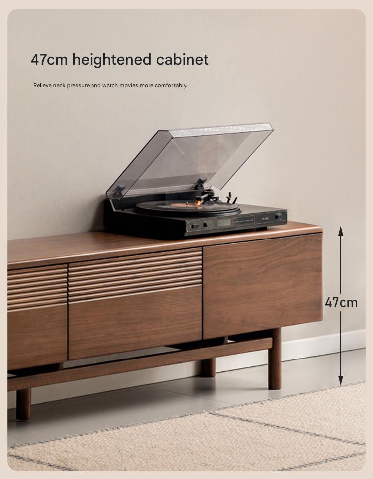 Premium Black Walnut & Oak Solid Wood TV Stand - Modern Entertainment Center with Storage for Living Room, Bedroom, or Home Theater