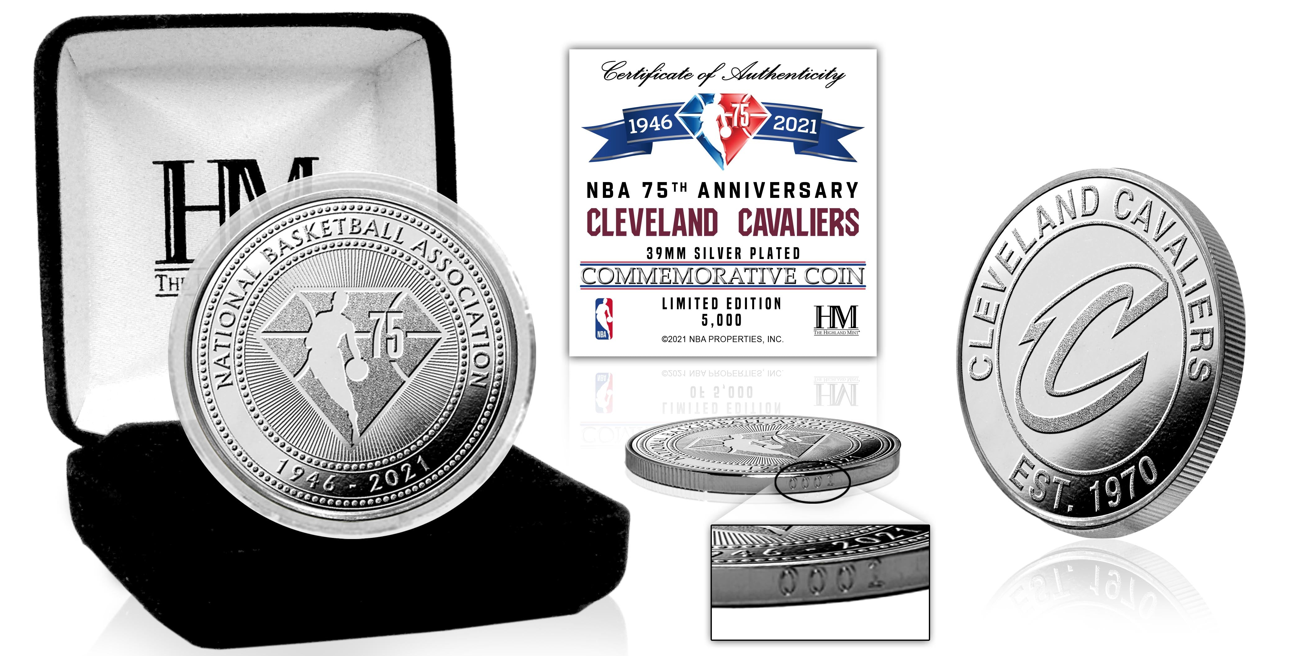Cleveland Cavaliers NBA 75th Anniversary Commemorative Silver Coin - Limited Edition Collectible for Fans, Sports Memorabilia, Gift for Basketball Enthusiasts - Perfect for Display, Collection, and Special Occasions