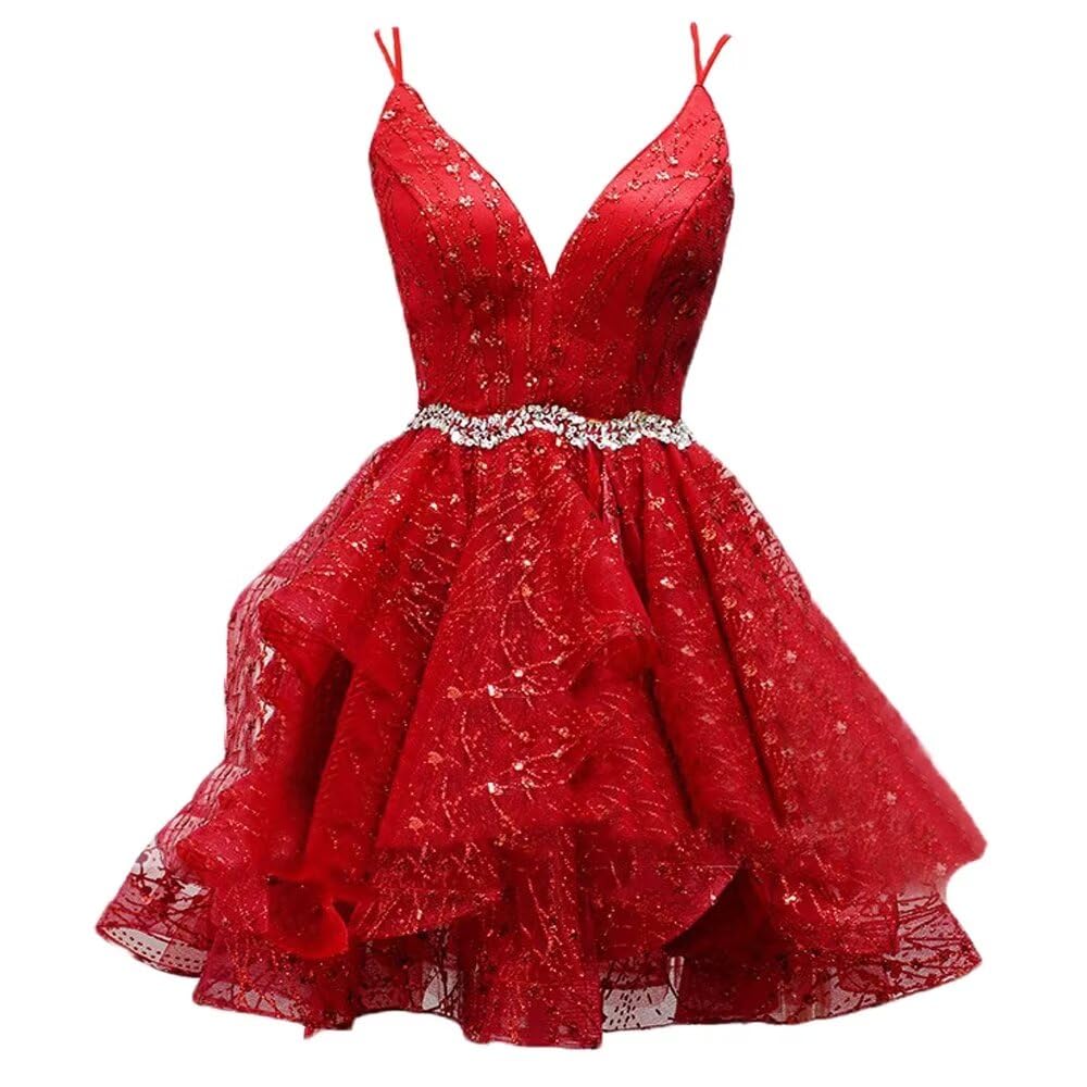 Sparkly Lace Short Homecoming Dress for Women - Spaghetti Strap Prom Party Gown | Perfect for Dances, Formals, and Special Occasions