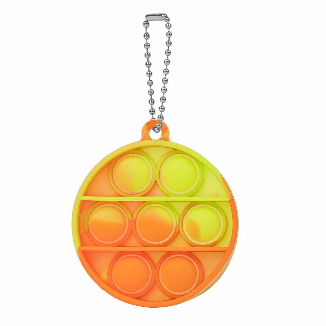 5Pcs Mini Pop Keychain Fidget Toy - Push Bubble Sensory Stress Relief Toys for Kids & Adults - Anxiety Relief, ADHD Focus Aid - Perfect for Office, School, Travel & Home Use (Round Shape, 5 Pack)