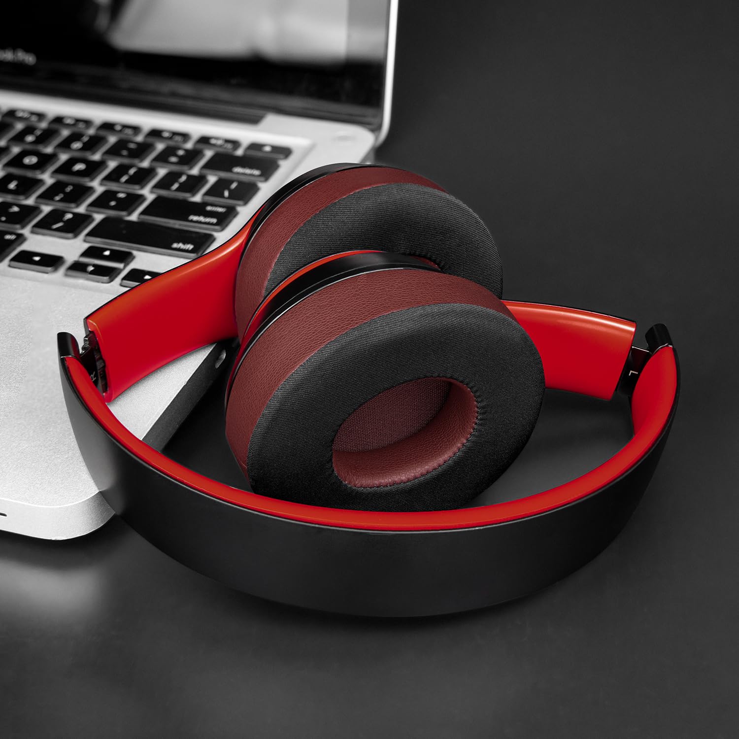 Replacement Cooling Gel Ear Pads for Beats Solo 2 & Solo 3 Wireless Headphones - High-Density Noise Isolation Foam Cushions with Added Thickness (Burgundy) - Perfect for Gaming, Travel & Work Comfort