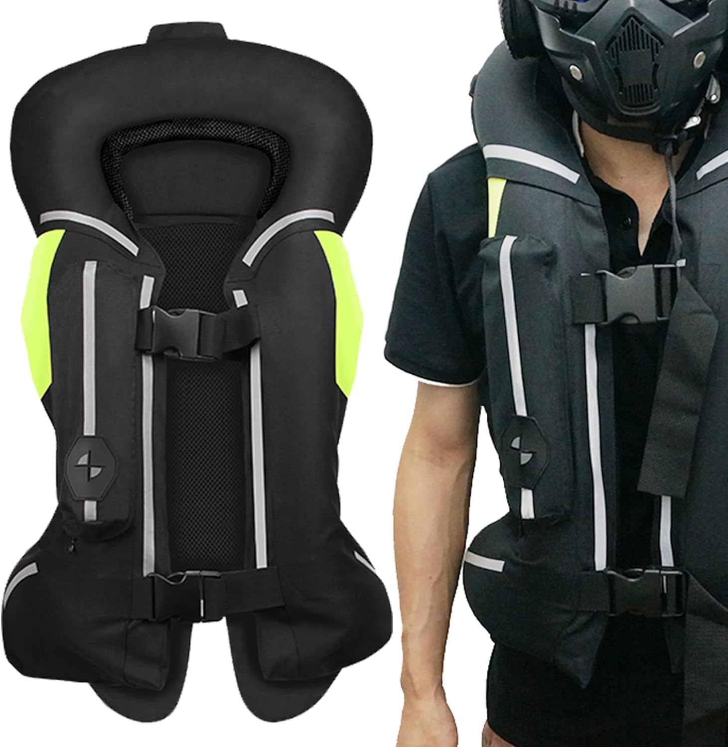**Motorcycle Airbag Vest for Men & Women - CE Certified Motocross Airbag Jacket with Reflective Safety Strips - Protective Riding Gear for Street & Off-Road Biking**    *(Use Cases: Ideal for motorcycle racing, motocross, adventure touring, and daily commuting for enhanced rider safety.)*
