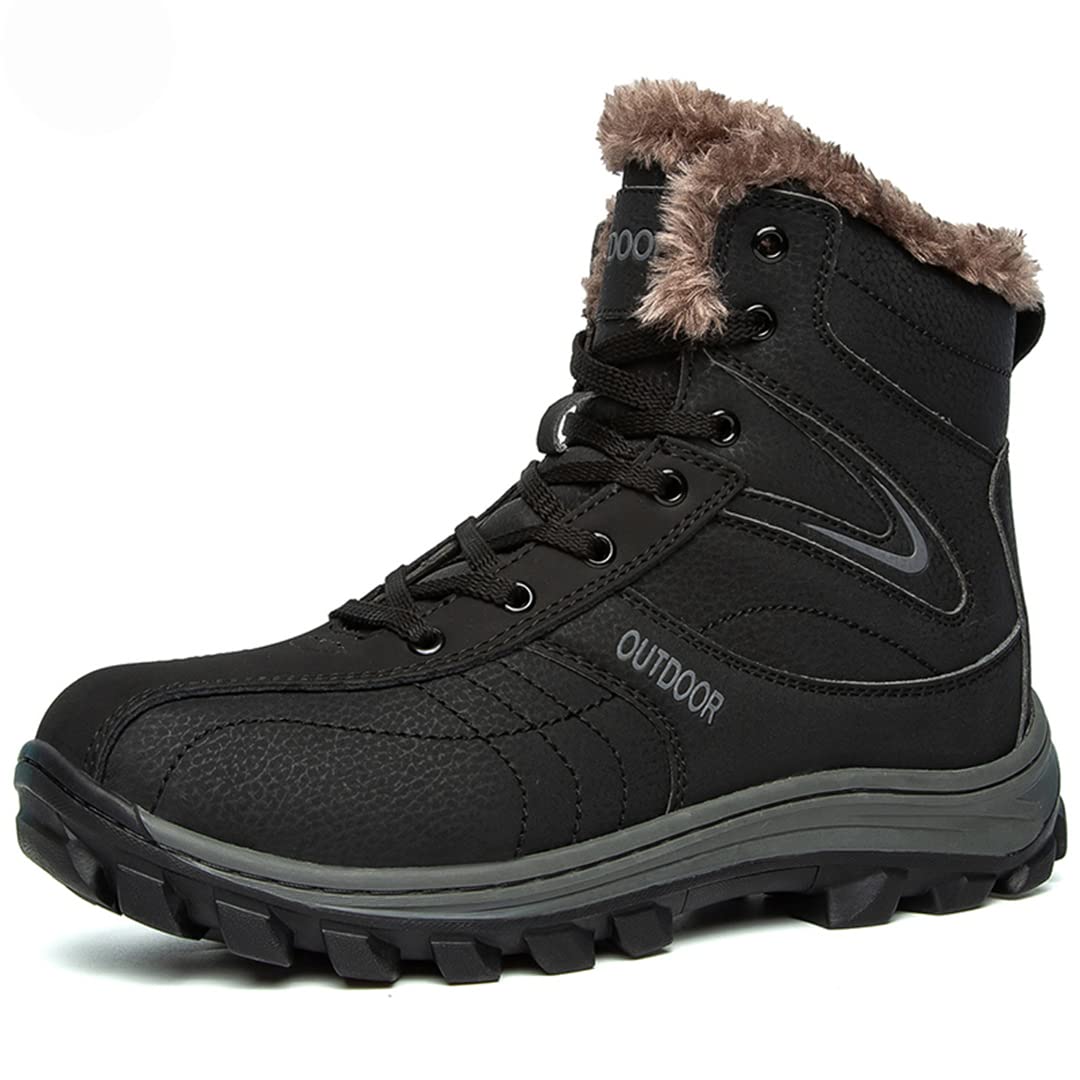 Men's Waterproof Winter Hiking Boots - Ankle High Outdoor Camping & Hunting Shoes with Lace-Up Design for Trekking, Travel & Snow Sports | Durable Traction for Mountain Trails & Cold Weather Adventures
