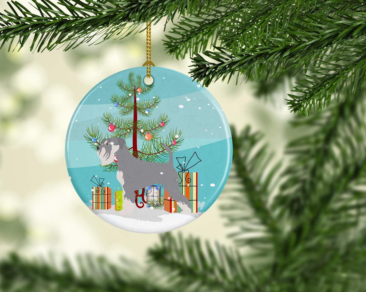 Hand-Painted Schnauzer Christmas Ceramic Ornament - Personalized Pet Lover Gift for Dog Owners - Perfect for Tree Decor, Holiday Home Decor & Gift Giving