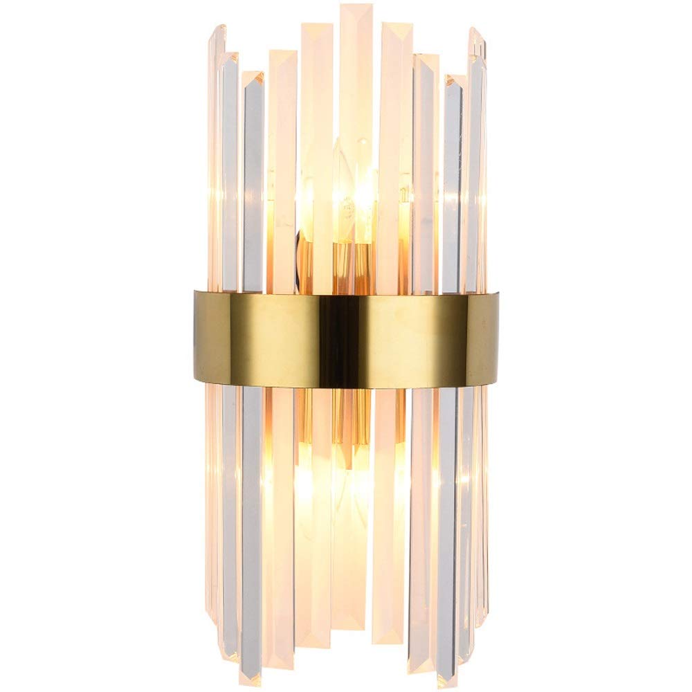 Luxury Crystal Wall Sconce 2-Light Gold LED E14 Wall Lamp - Modern European Style for Bedroom, Living Room, Hallway & Indoor Decor - Perfect for Ambient Lighting, Accent Walls & Luxury Home Interiors
