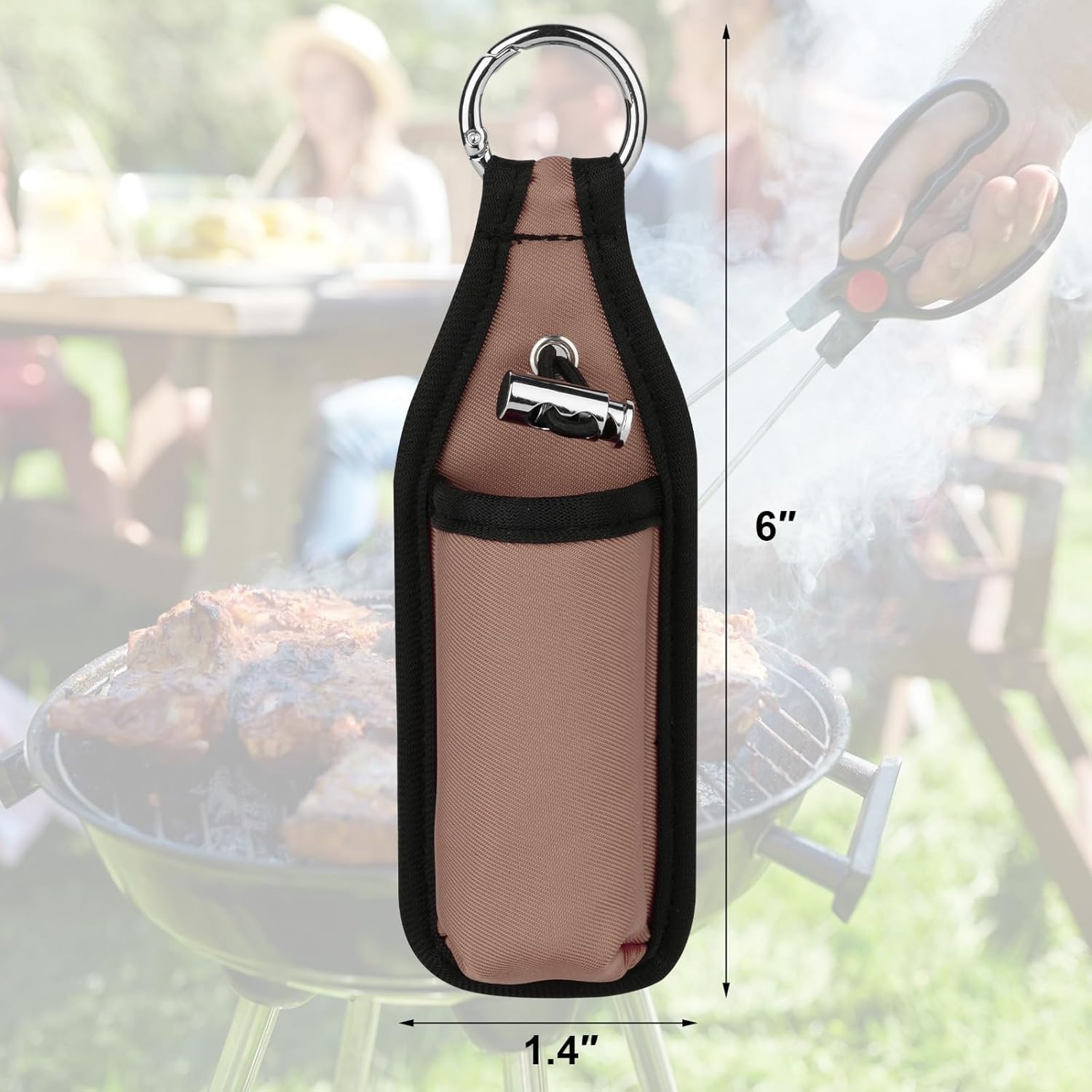 Beautyflier 2oz/60ML Hot Sauce Bottle Sleeve Holder - Portable Belt Clip for Tabasco & Sriracha - Perfect for Hot Sauce Lovers - Light Brown & Orange - Ideal for BBQ, Camping, and Outdoor Cooking Accessories