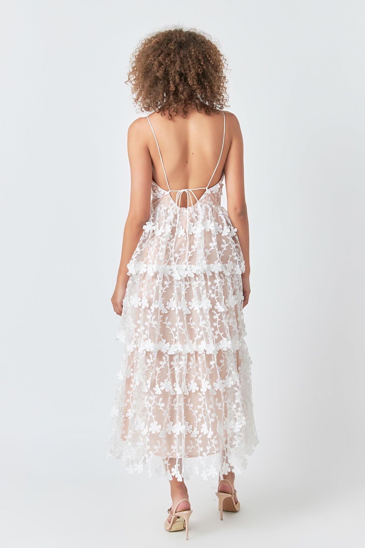 Endless Rose Women's Crochet Layered Midi Dress - Floral Lace Boho Summer Dress for Beach, Wedding & Vacation