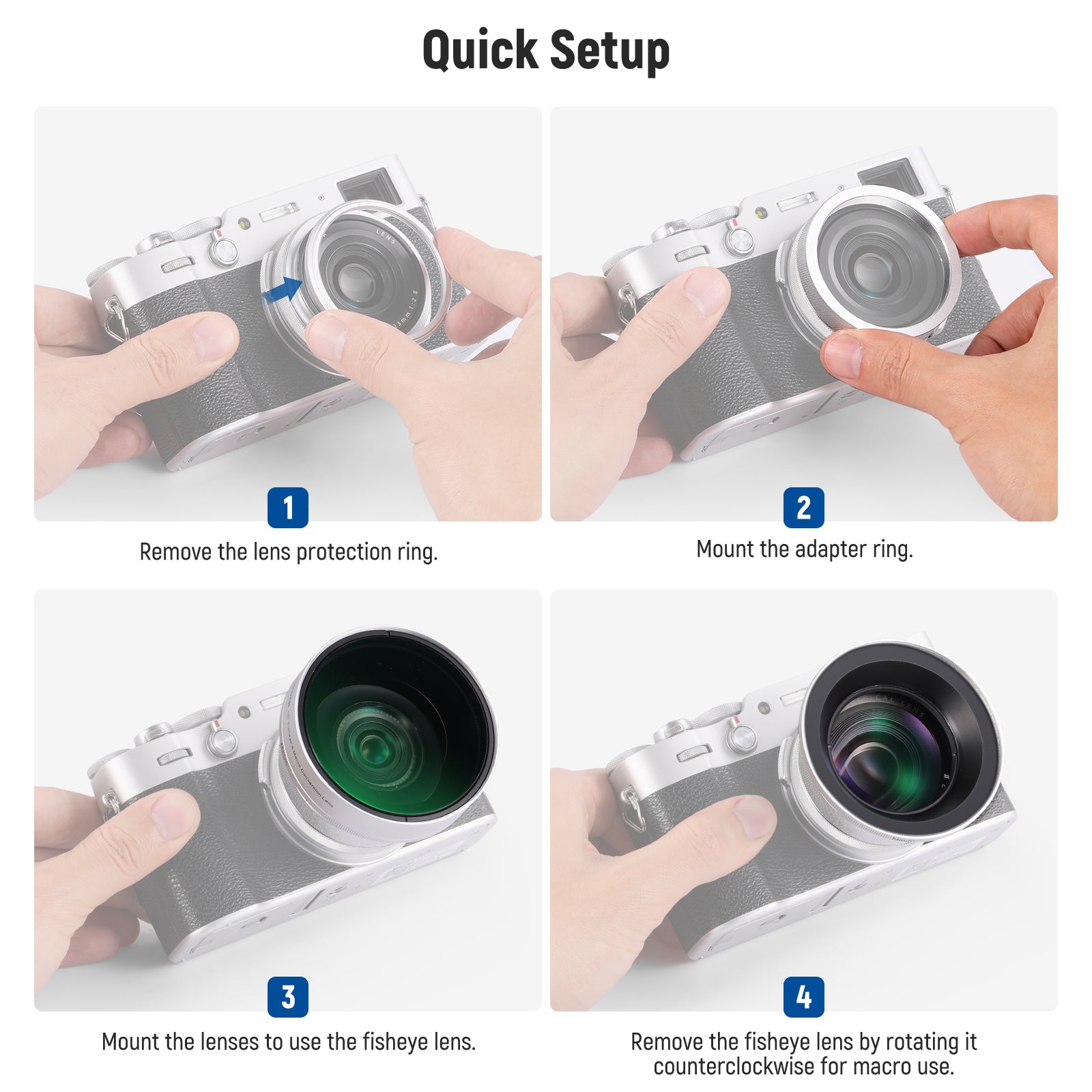 NEEWER LS 46 49mm 0.43x Fisheye & 1.4x Macro Lens for Fujifilm X100 Series Cameras - Wide Angle & Close-Up Photography for Travel, Vlogging, and Street Photography