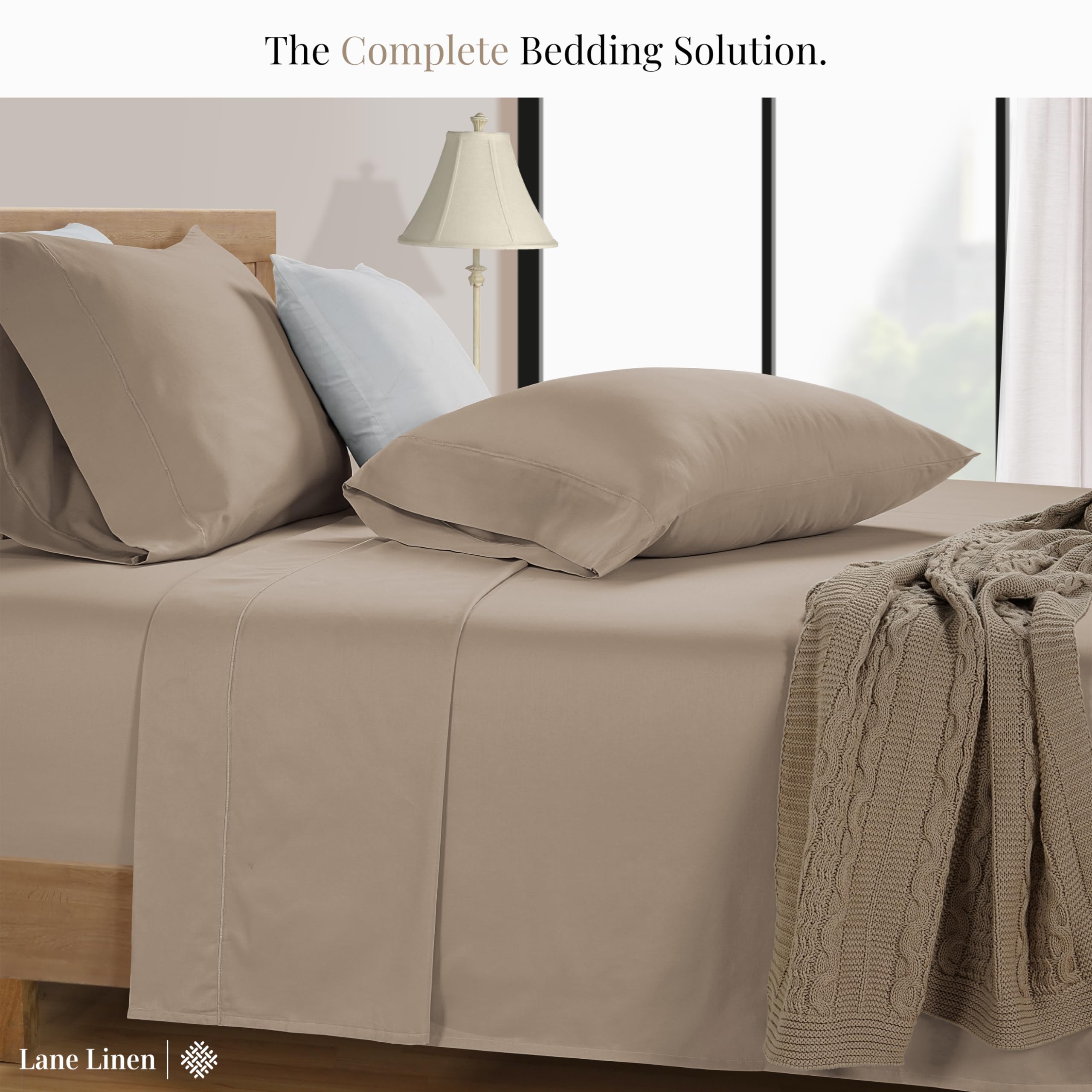 LANE LINEN 600 Thread Count 100% Mercerized Cotton Twin Sheets Set - Ultra Soft & Breathable Bedding, Deep Pocket 15