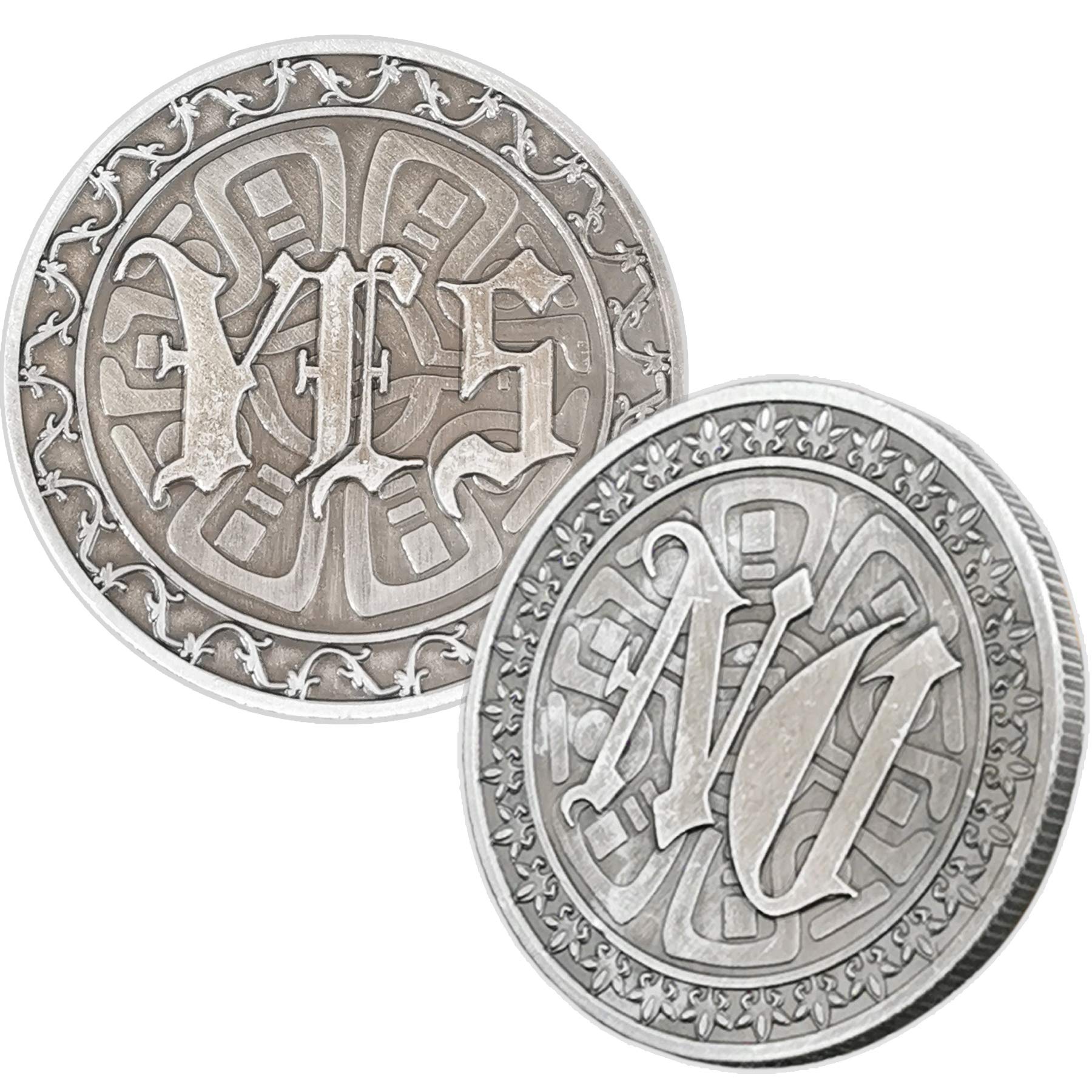 Decision Maker YES NO Challenge Coin - Ancient Silver Flipping Coin for Business Meetings, Gifts, and Fun Choices