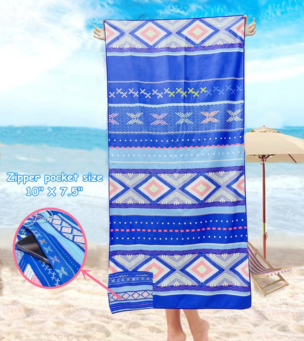 HAOKUN Boho Oversized Beach Towel - Quick Dry Microfiber Sand Free Towel 31
