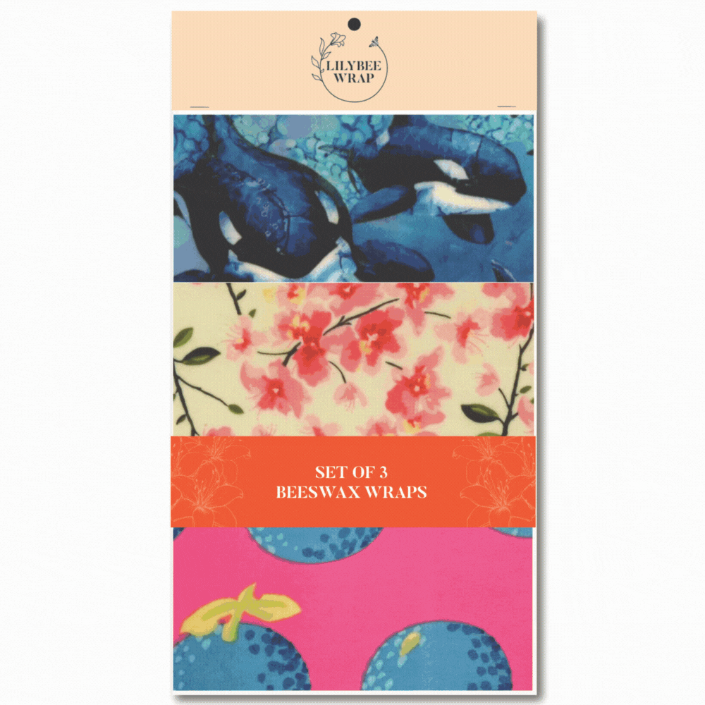 3-Pack Reusable Beeswax Food Wraps - Eco-Friendly Sustainable Food Storage for Sandwiches, Fruits & Leftovers | Perfect for Picnics, Lunch Boxes & Zero Waste Kitchens