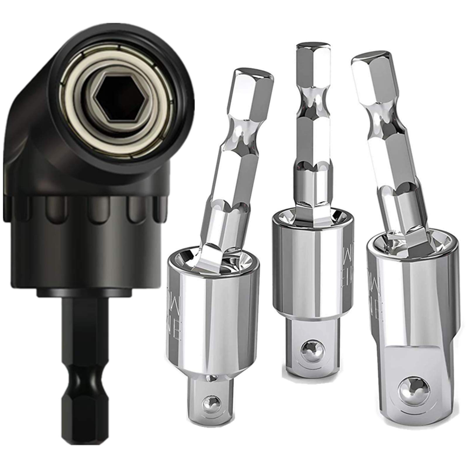 4-Piece Power Drill Socket Adapter Set - 1/4