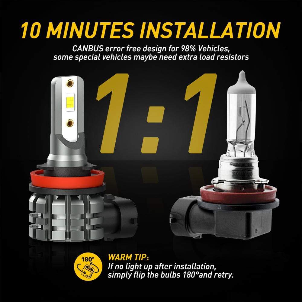 AUXITO H11 H8 H9 H16 LED Fog Light Bulbs - 4000 Lumen Super Bright, 6000K Cool White CSP Chipsets - Perfect for Daytime Running Lights (DRL), Fog Lights & Headlight Replacement