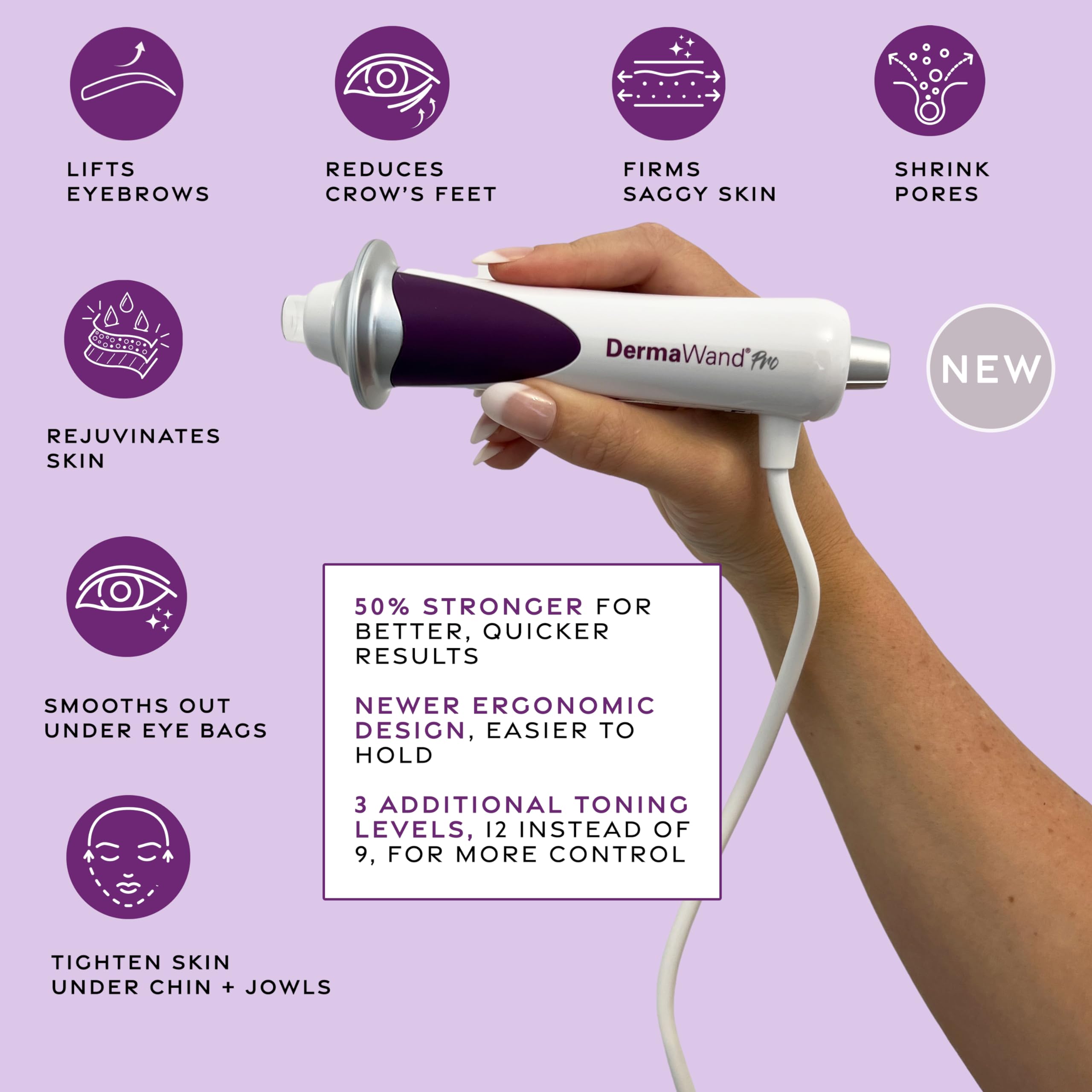 Derma Wand Pro Anti-Aging Skincare Device - Portable Handheld Facial Therapy Machine for Wrinkles & Fine Lines - Rejuvenating Skin Care Treatment for Home Use - Perfect for Daily Skincare Routine & Spa Treatments