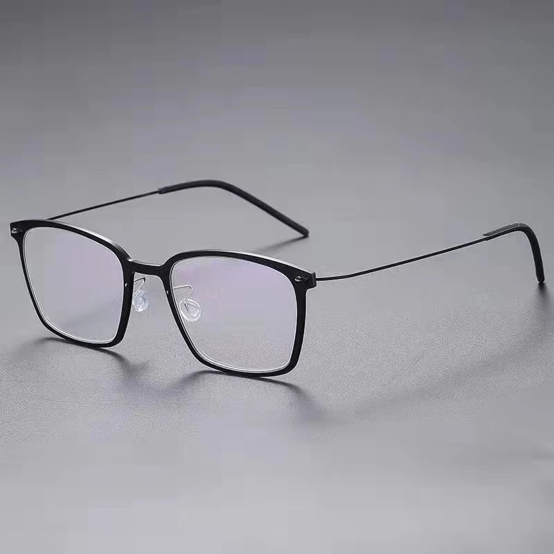 Aimee Men's Full Rim Square Screwless Titanium Eyeglasses Frame 6536 - Lightweight & Durable for Work, Reading & Everyday Use