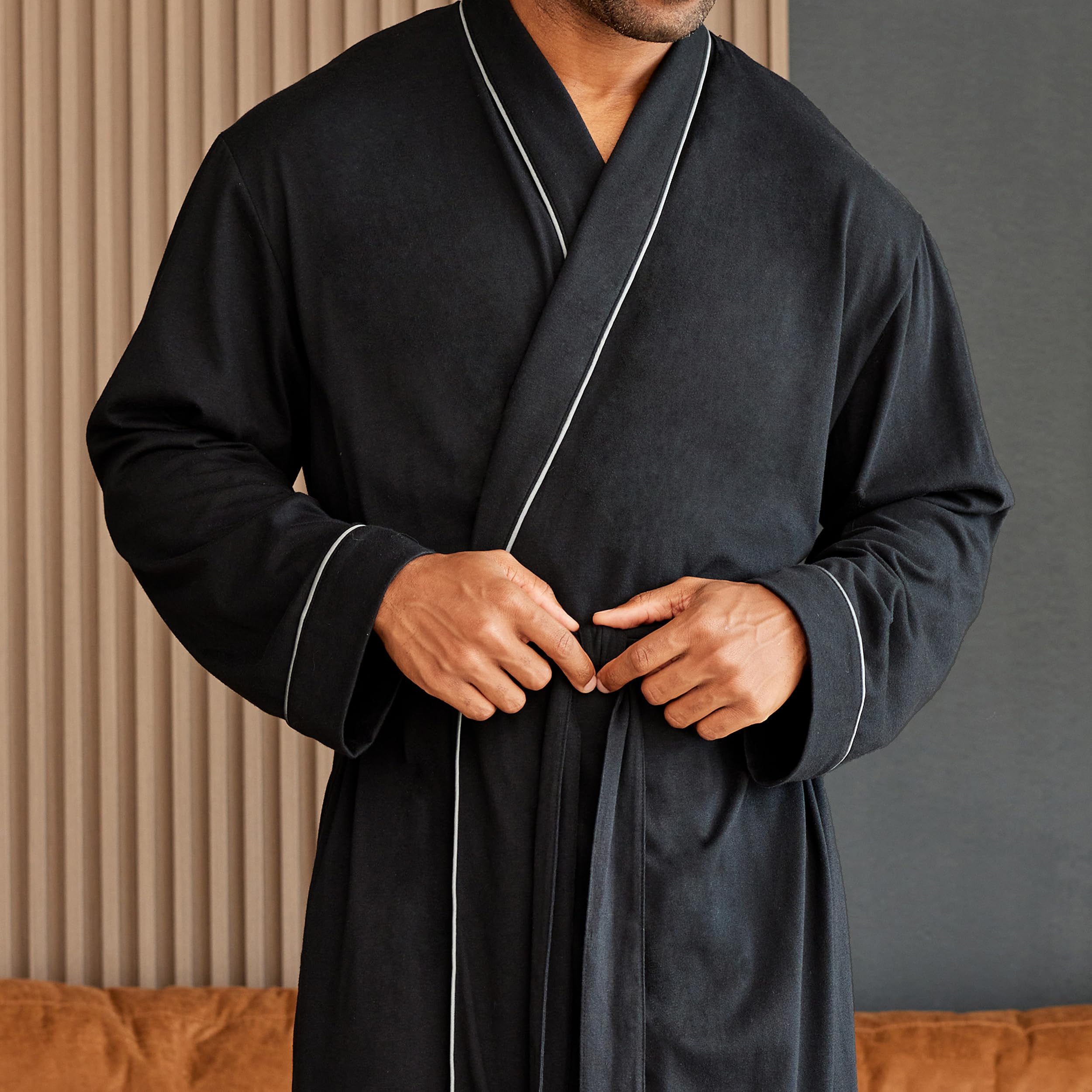 Alexander Del Rossa Men's Cotton Robe with Pockets - Soft Lightweight Bathrobe for Men | Spa, Lounge & Home Relaxation Wear