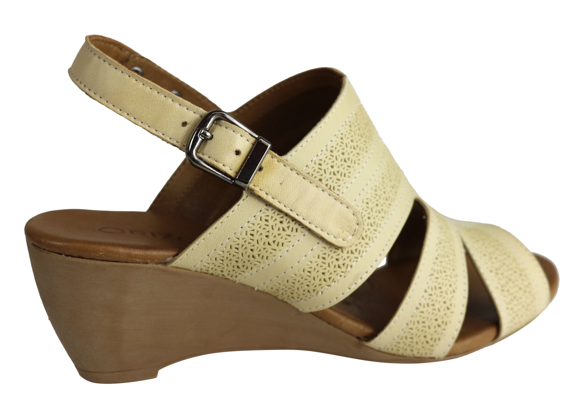 Orizonte Pinta Women's European Leather Comfortable Wedge Sandals - Stylish & Supportive for Summer, Beach, and Casual Outings