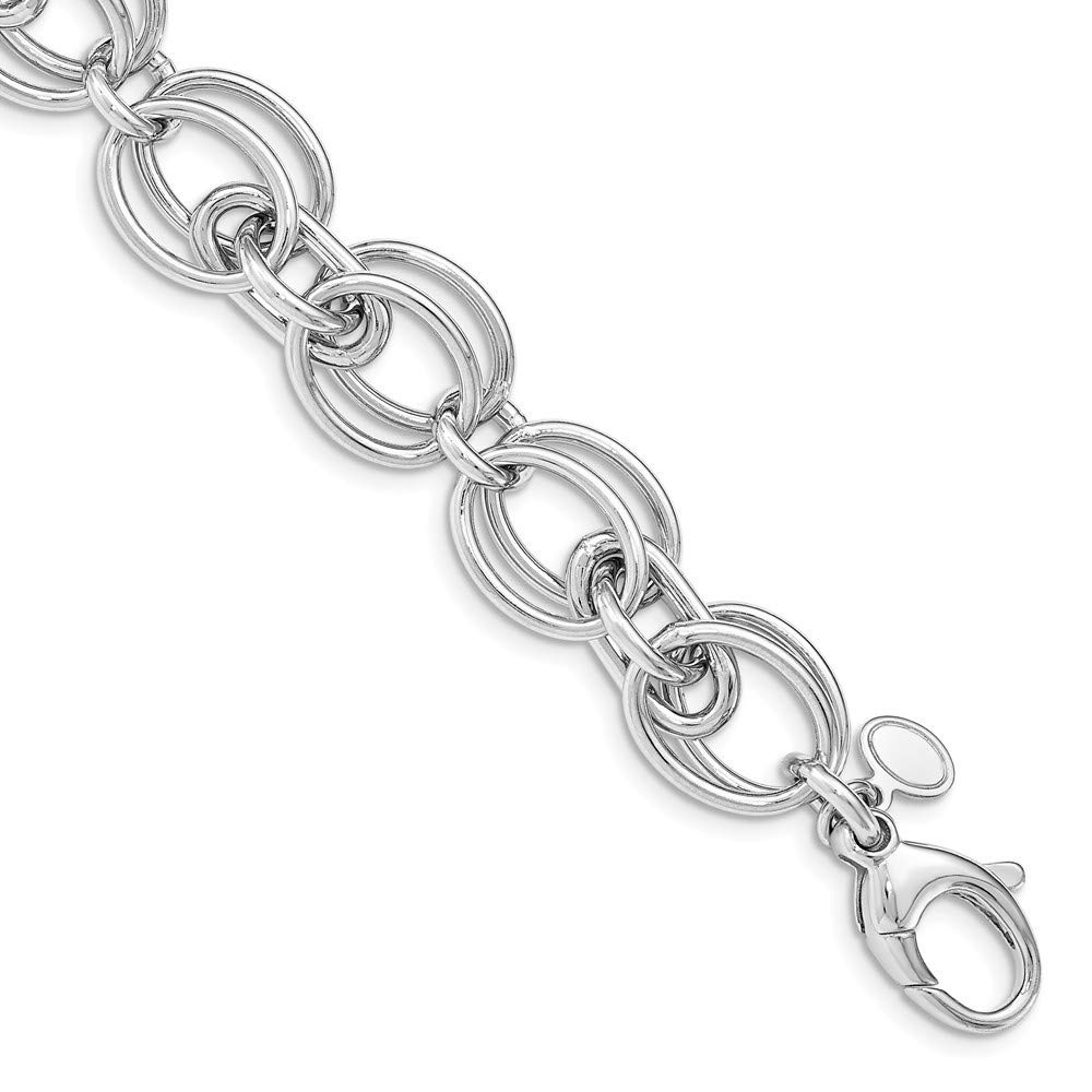 925 Sterling Silver Rhodium Plated Polished Link Bracelet 7.75 Inch - Elegant Jewelry Gift for Women, Perfect for Parties, Weddings & Everyday Wear
