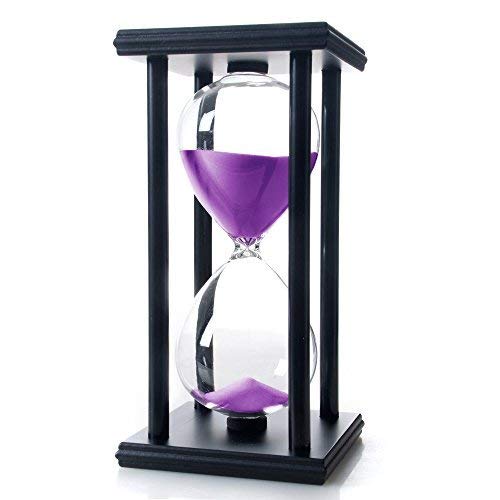 Bellaware 45-Minute Hourglass Sand Timer - Decorative Wooden Purple Sand Clock for Home Office, Meditation, Yoga, and Kitchen Cooking Timer
