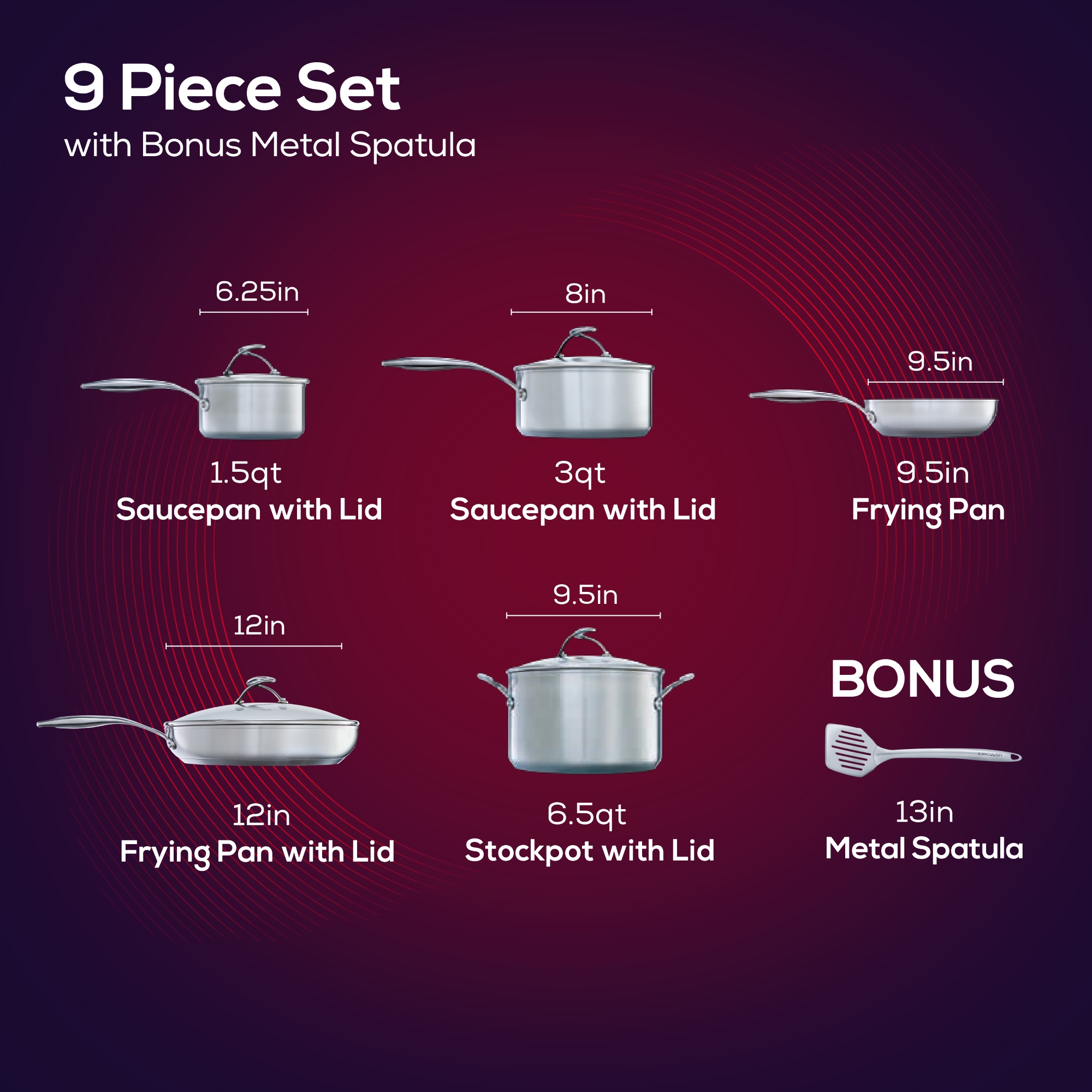 10-Piece Hybrid Stainless Steel Cookware Set - Nonstick Pots and Pans with Glass Lids - Perfect for Frying, Boiling, and Sauteing in Modern Kitchens